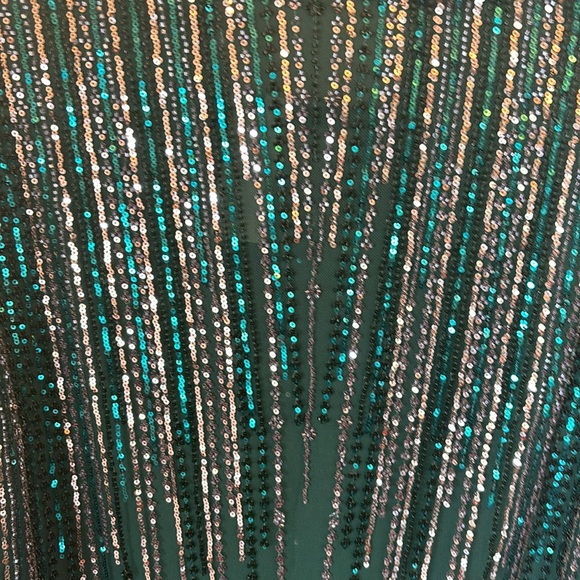 NWT green Sequin Stripe Mini Shirt Dress - Picture 7 of 12